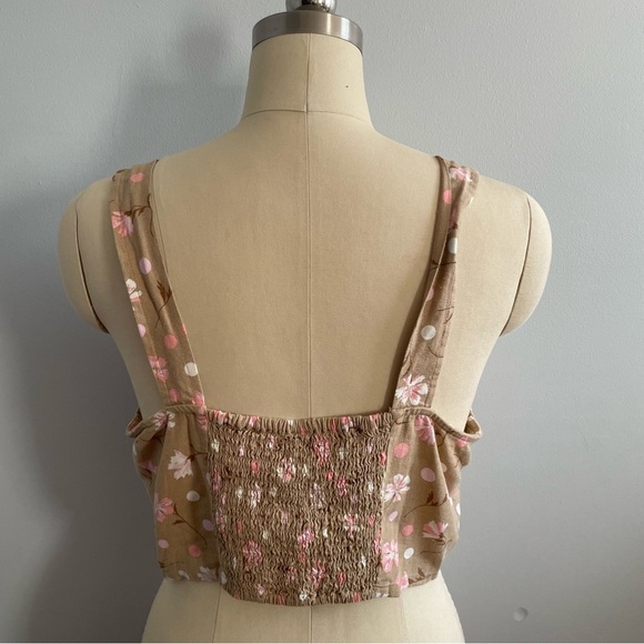 BP x Nordstrom Rack Floral Crop Top- Linen- Tan- Size XL- NWOT - Picture 5 of 6